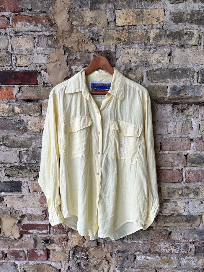 Pussers yellow linen button up