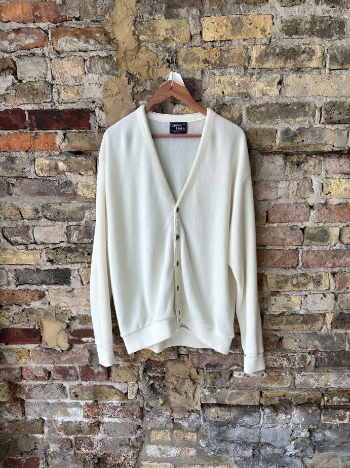 Cypress Link white purl side cardigan